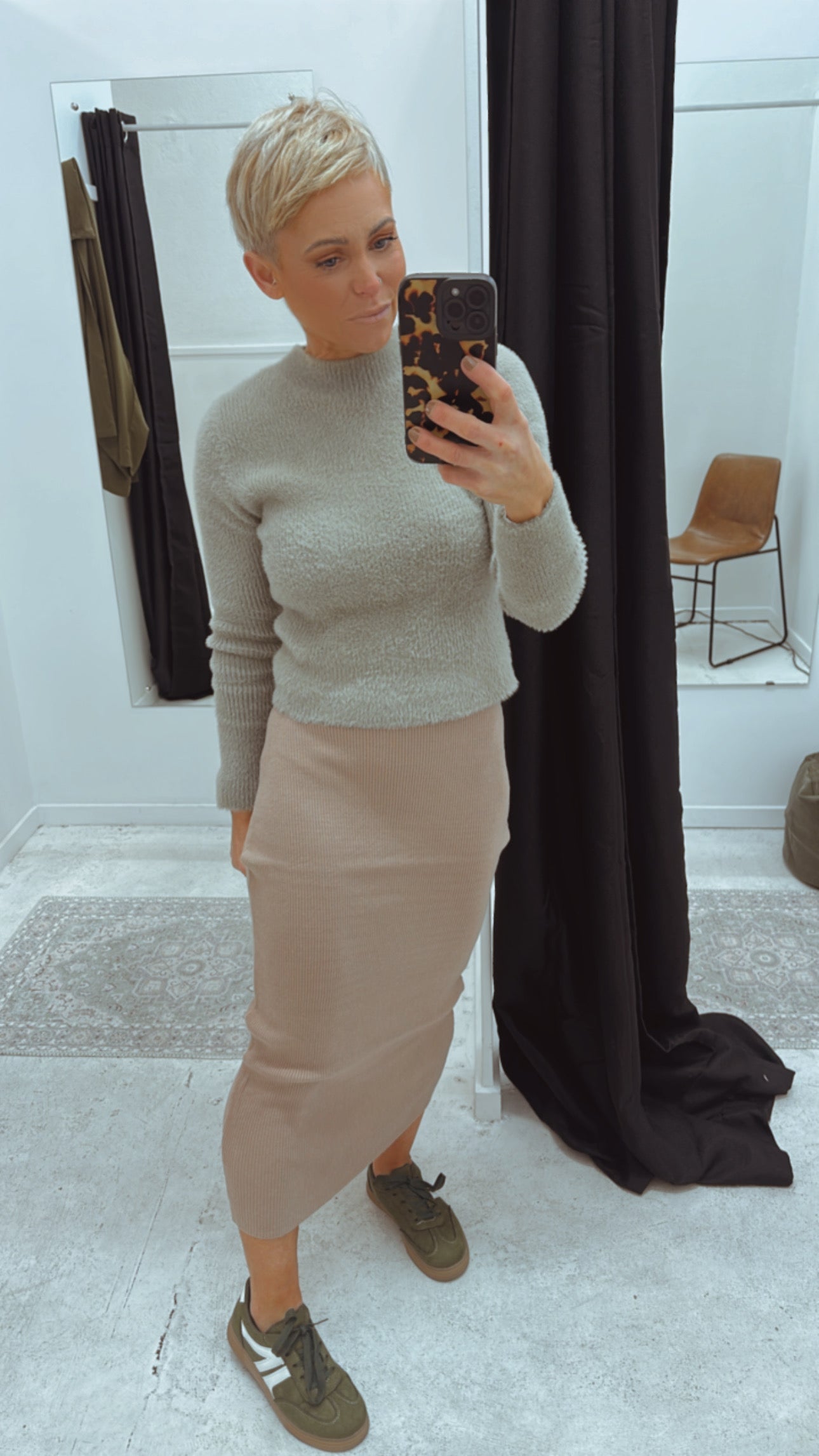 So Instyle Knit midi pencil skirt Mocha