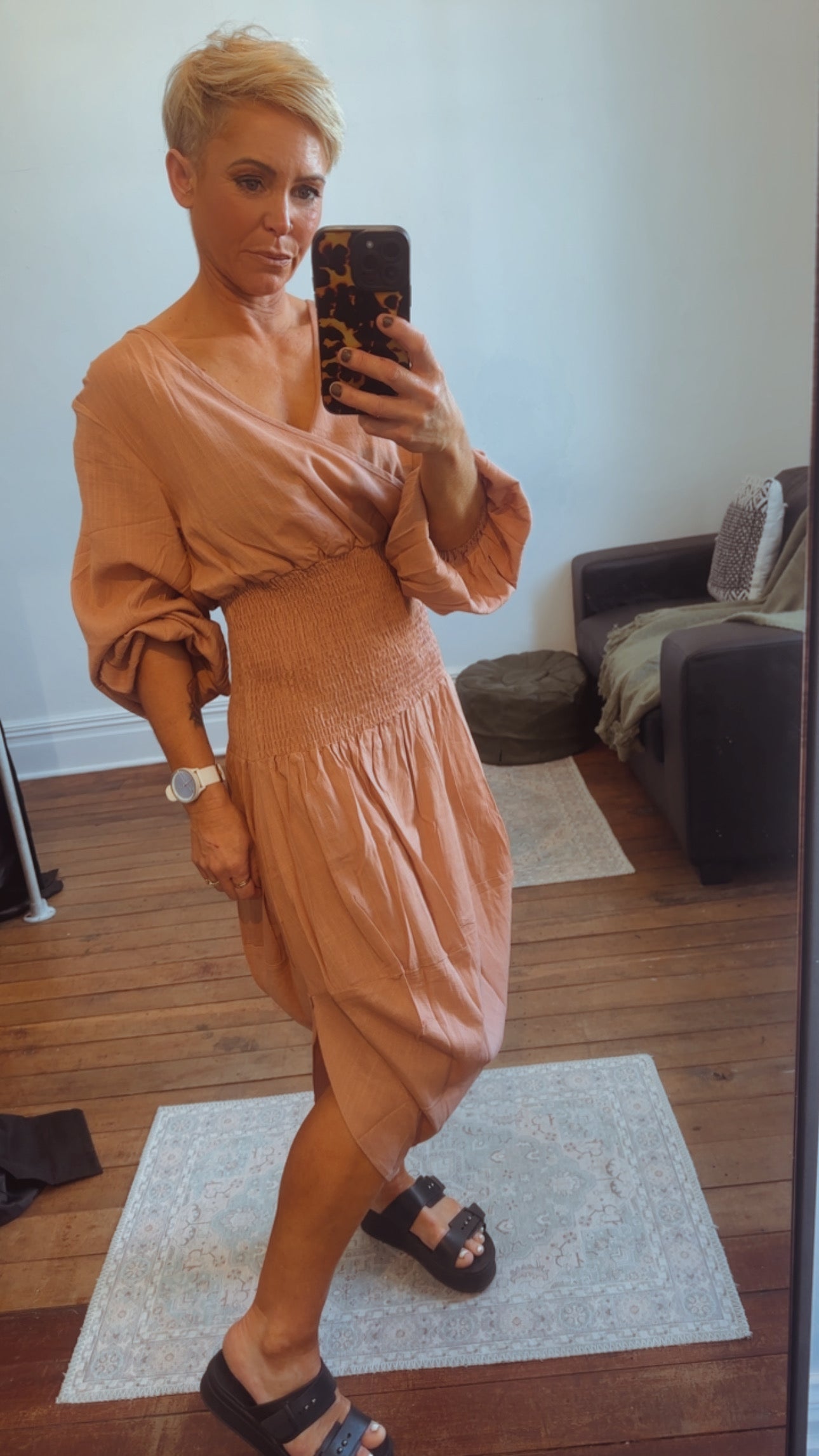 Refuge Terracotta midi dress