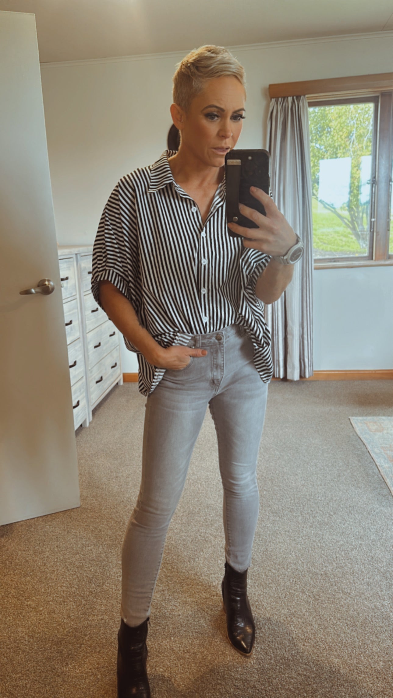 Refuge vintage grey high waist stretch jeans