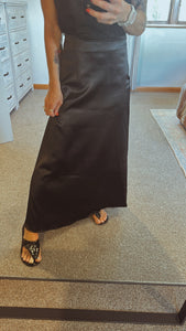 Satin high waist maxi skirt