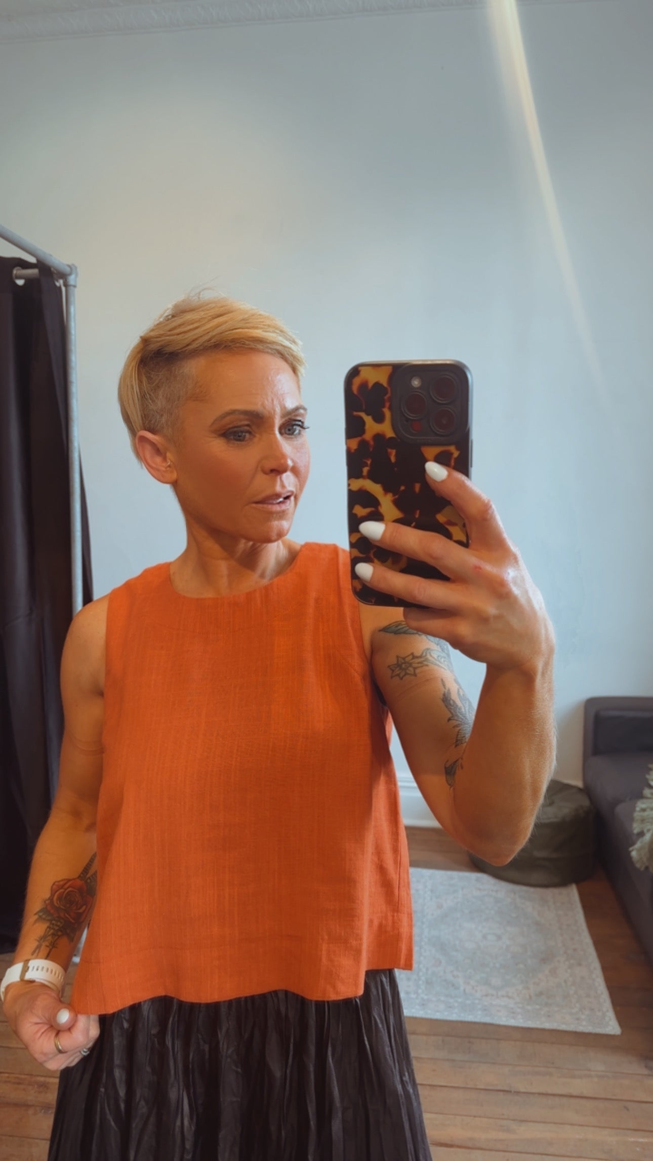 So Instyle Linen Viscose wide seam button back singlet