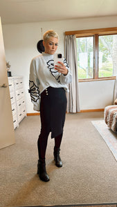 Butterfly pattern grey knit jumper