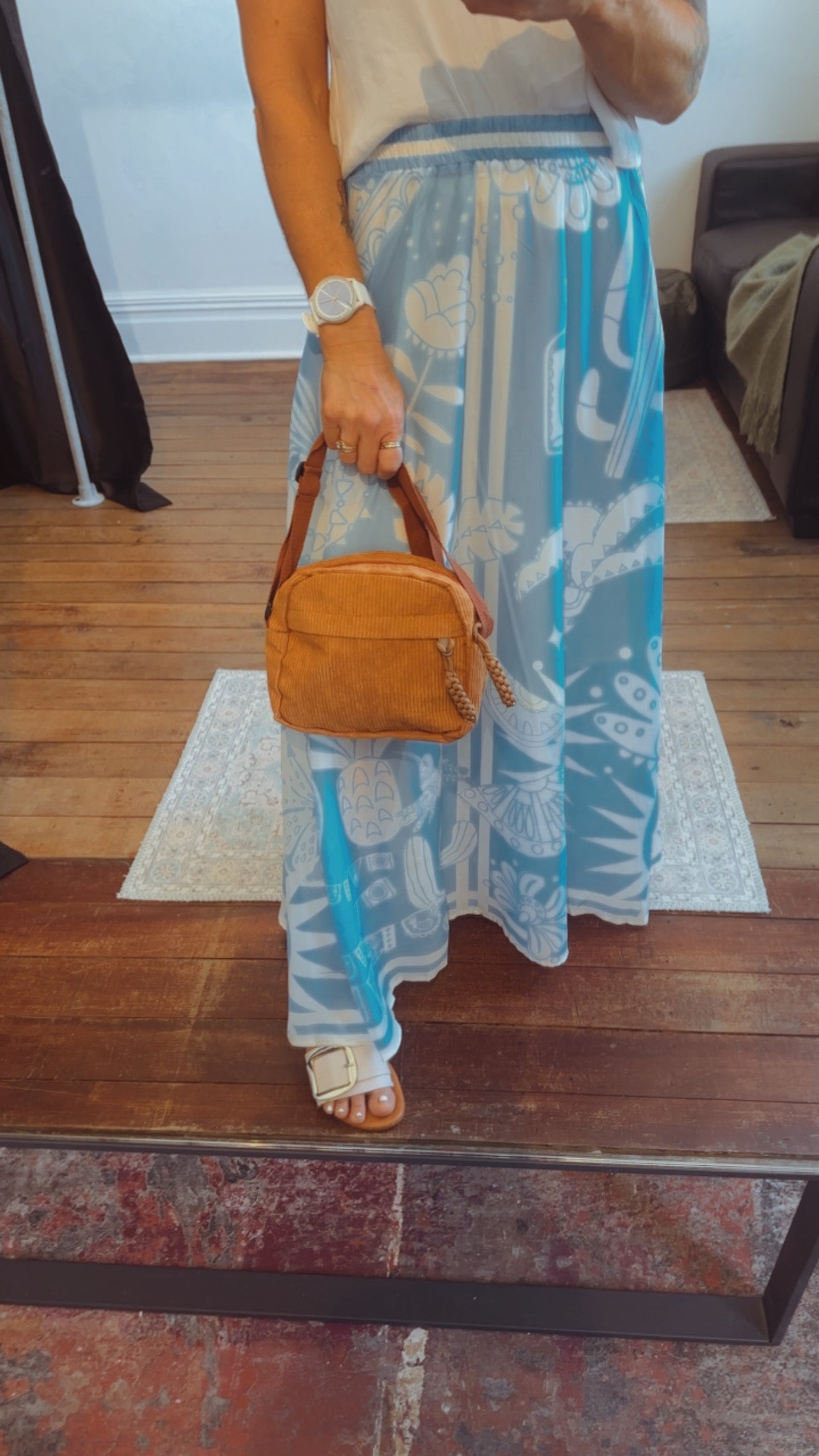 Corduroy rust crossbody bag