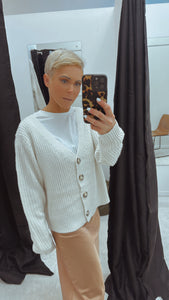 Pink Diamond chunky knit button through cardigan