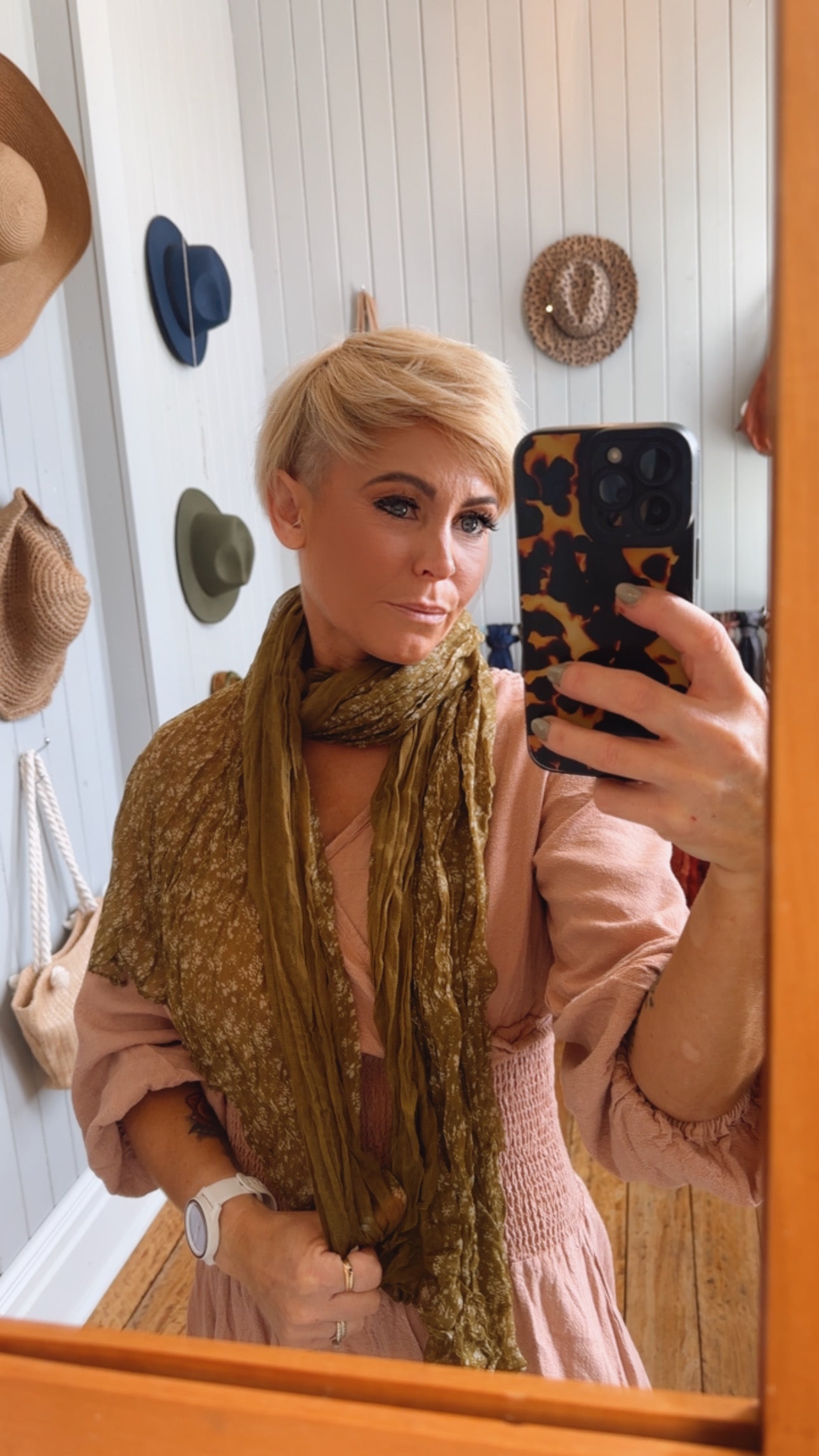 Green Crinkle Scarf