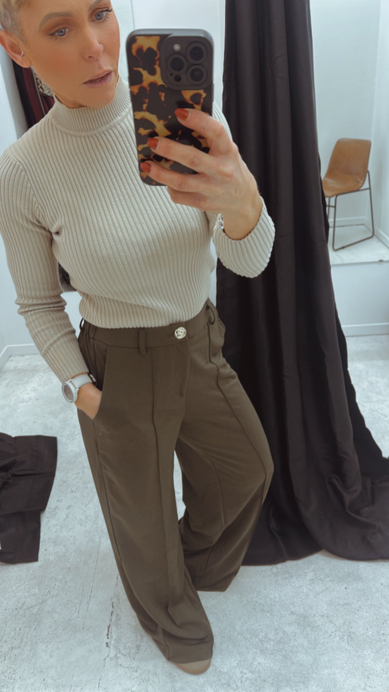 Refuge olive wide leg trousers