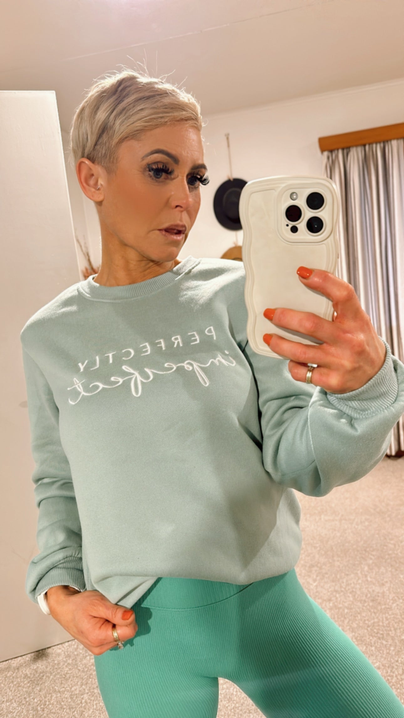 PERFECTLY IMPERFECT mint sweatshirt