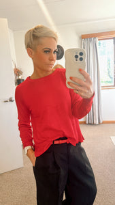 Refuge red lightweight knit jumper