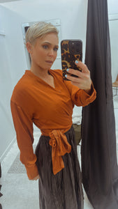 So Instyle Silky Wrap Shirt Rust
