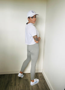 Rib knit high waist light grey leggings