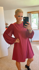 Pleated lantern sleeve maroon tunic