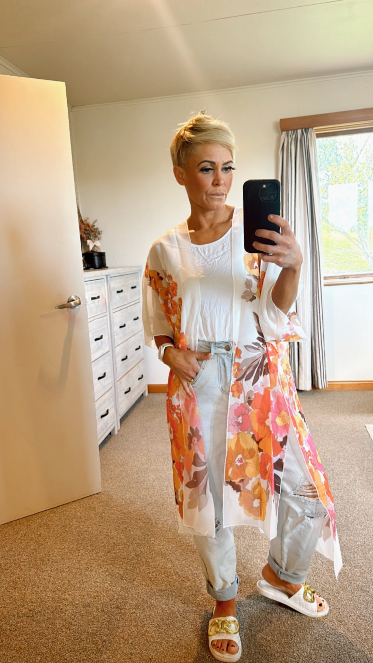 Floral print kimono kaftan