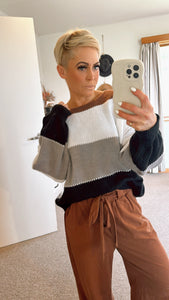 Colourblock knitted loose fit jumper