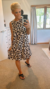 Bow back leopard print frill dress