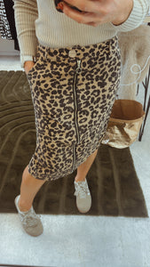 Refuge leopard print zip front skirt
