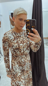 Wrap front Dalmatian print long sleeve dress