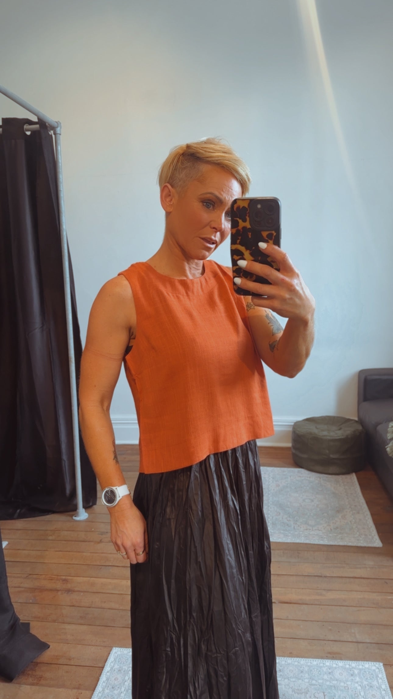 So Instyle Linen Viscose wide seam button back singlet