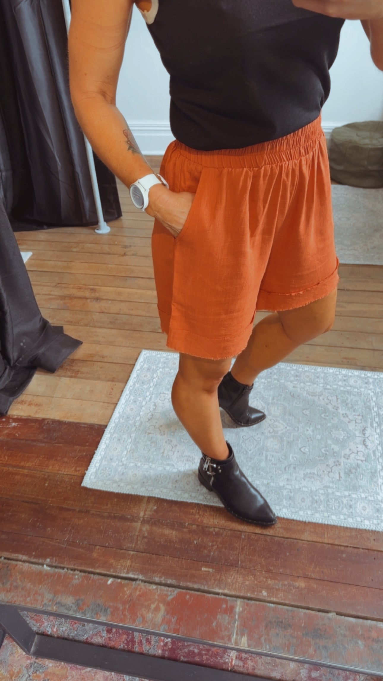 So Instyle Linen Viscose frayed panel shorts