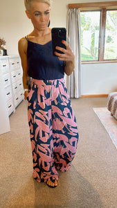 Cara print wide leg tailored pants