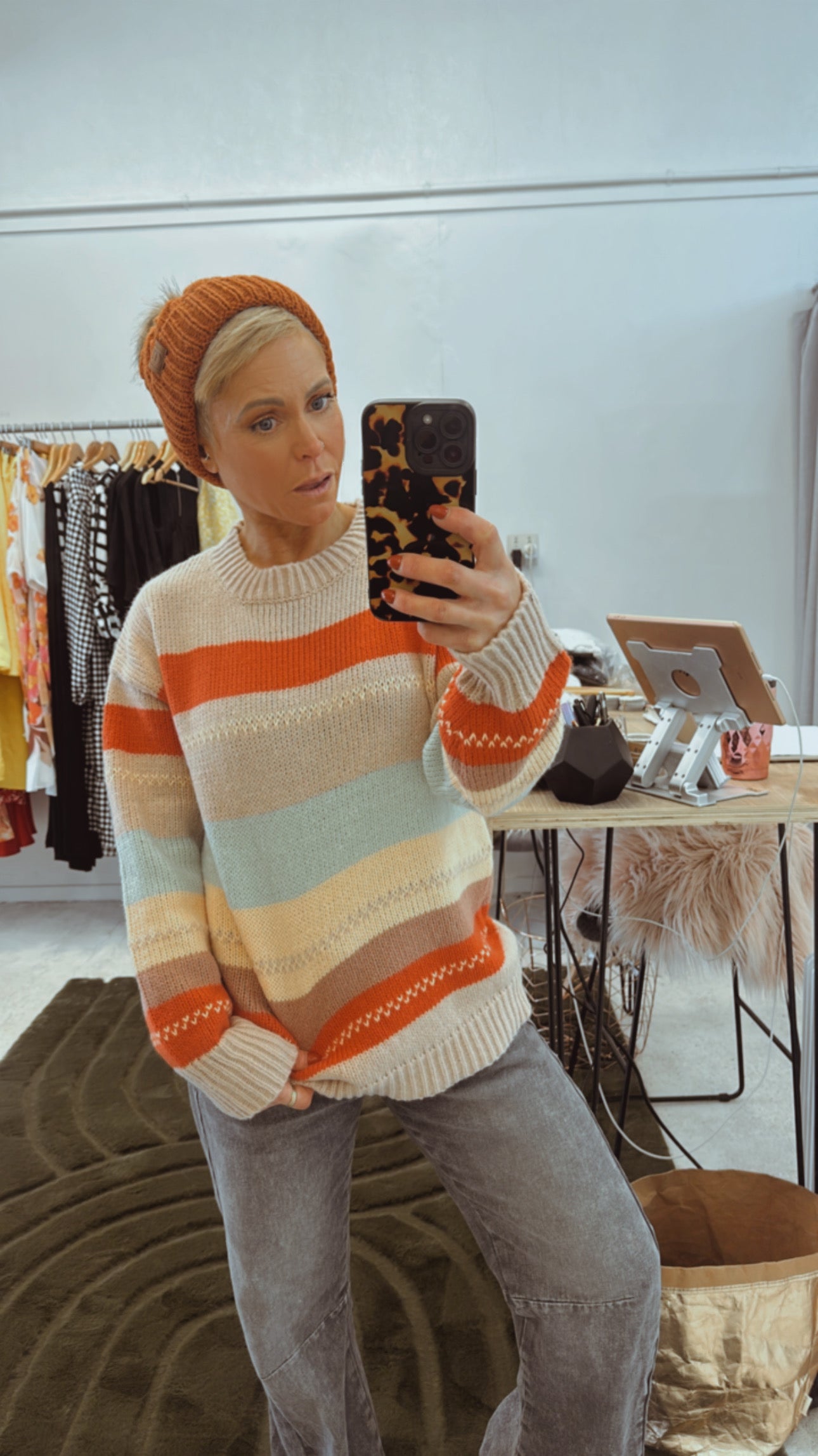 Refuge stripe chunky knit jumper