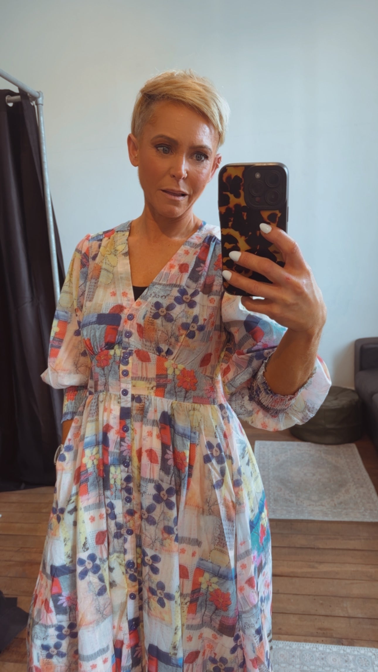 So Instyle flower Vase print button through dress