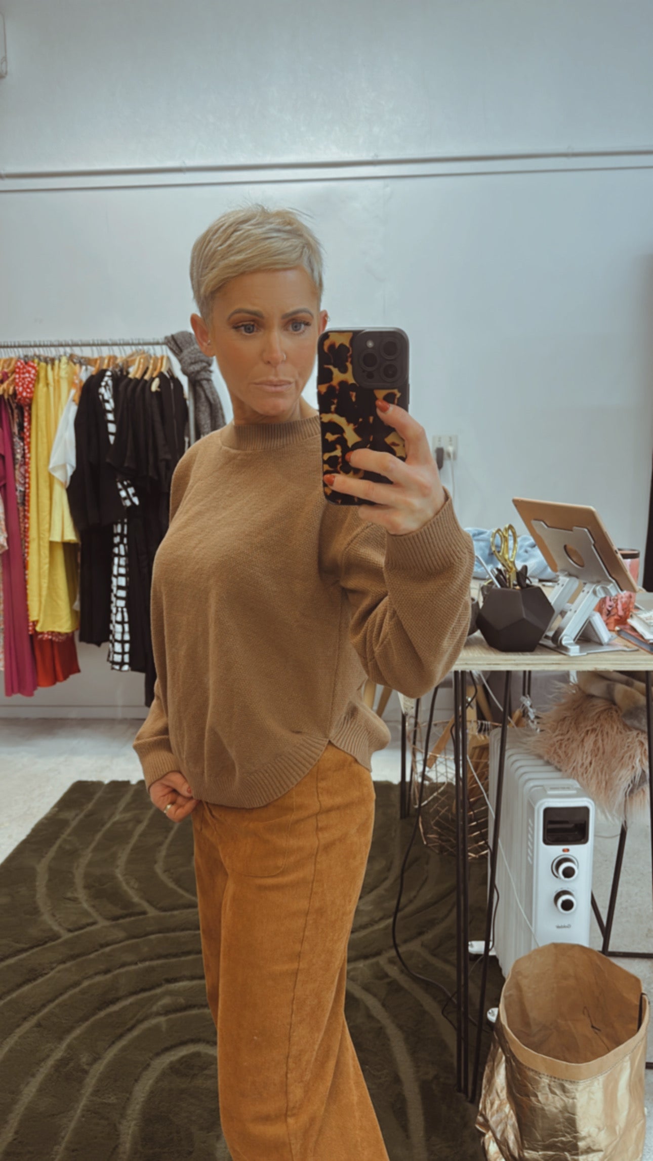 Coffee waffle knit jumper