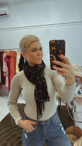 Black with white check rectangle scarf
