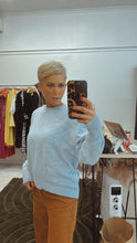 Crew neck pale blue soft knit jumper