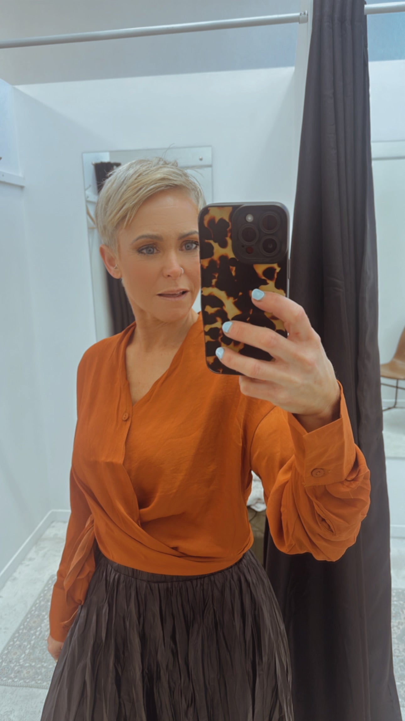 So Instyle Silky Wrap Shirt Rust