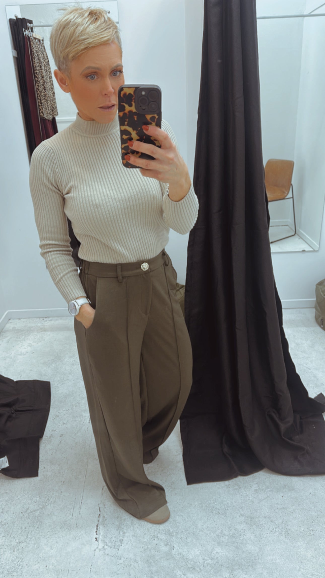 Refuge olive wide leg trousers