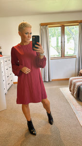 Pleated lantern sleeve maroon tunic