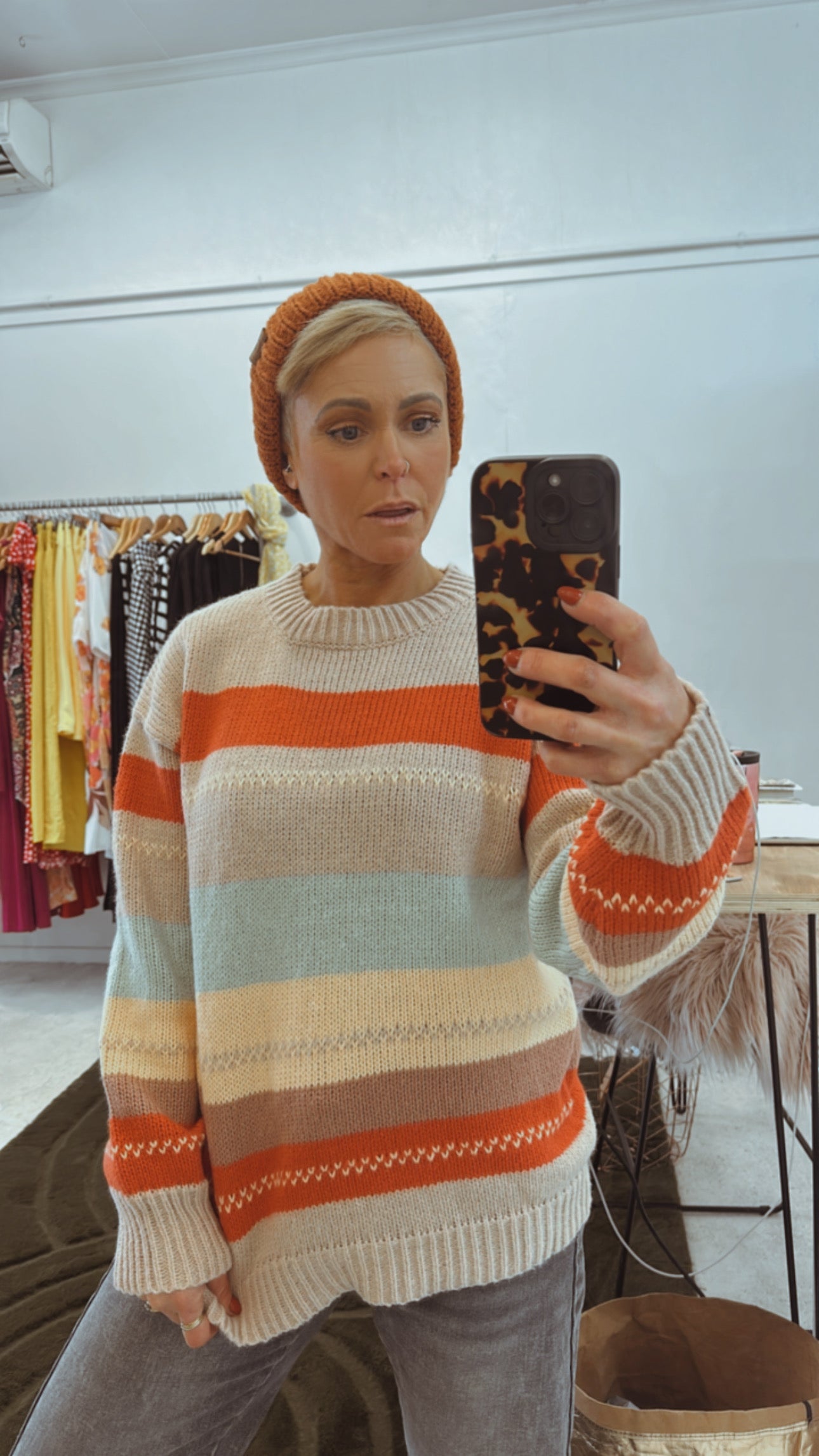 Refuge stripe chunky knit jumper