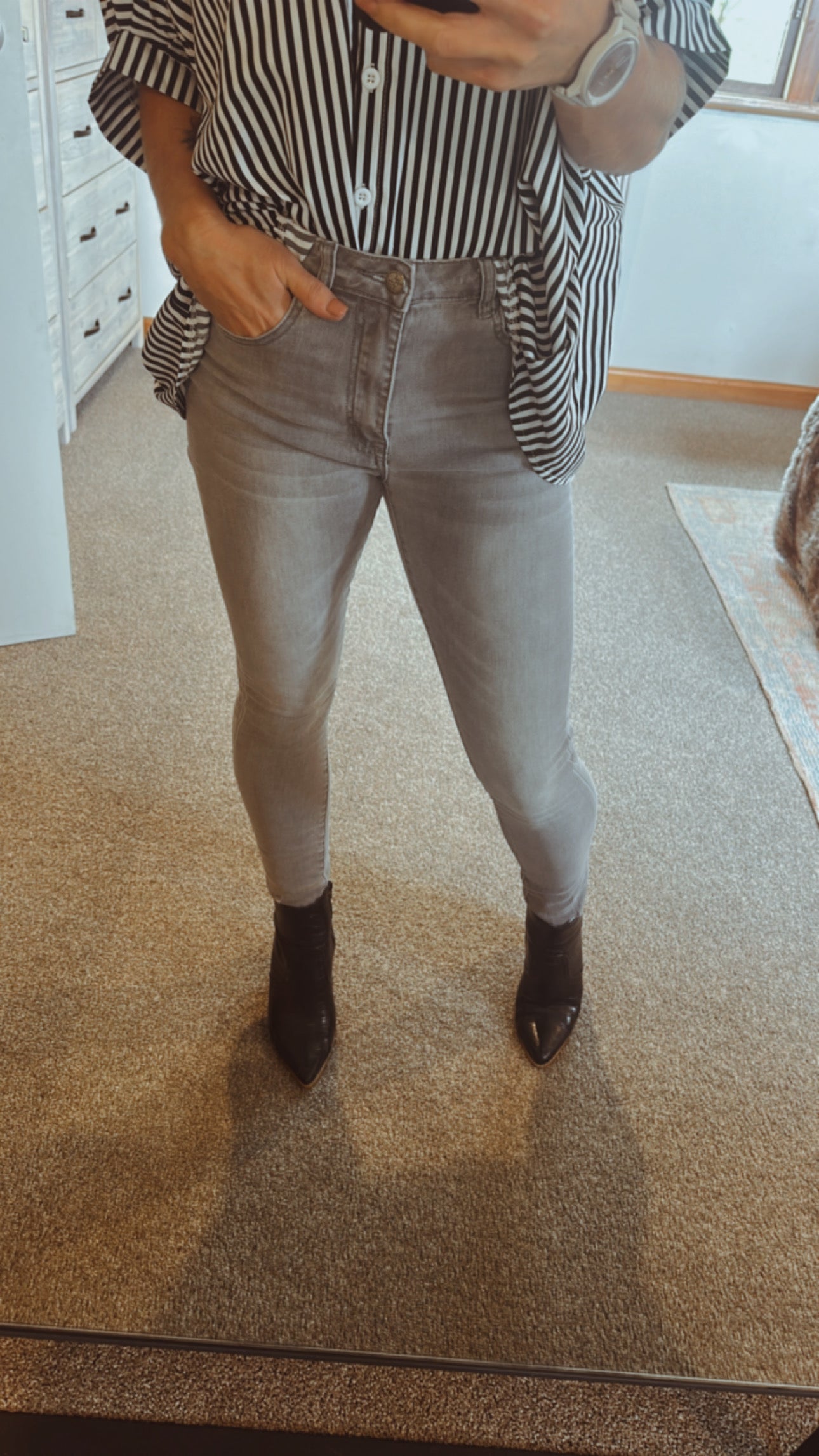 Refuge vintage grey high waist stretch jeans