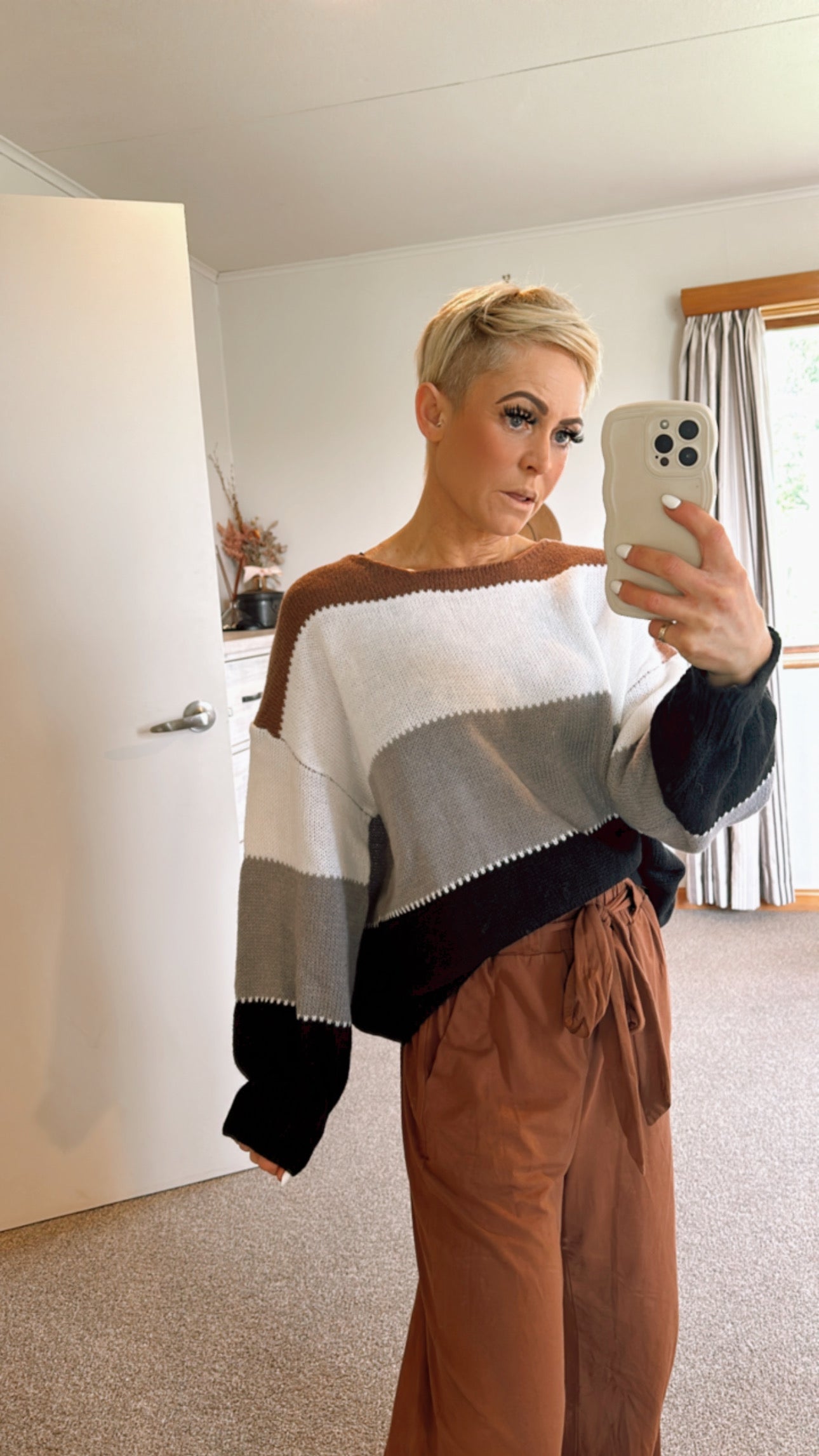 Colourblock knitted loose fit jumper