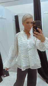 So Instyle Gold Line Embossed Blouse White