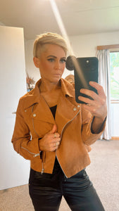 Beige soft biker jacket