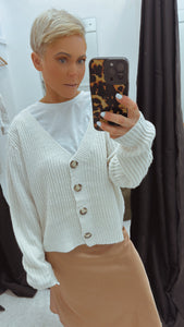 Pink Diamond chunky knit button through cardigan
