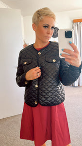 Quilted gold button detail jacket