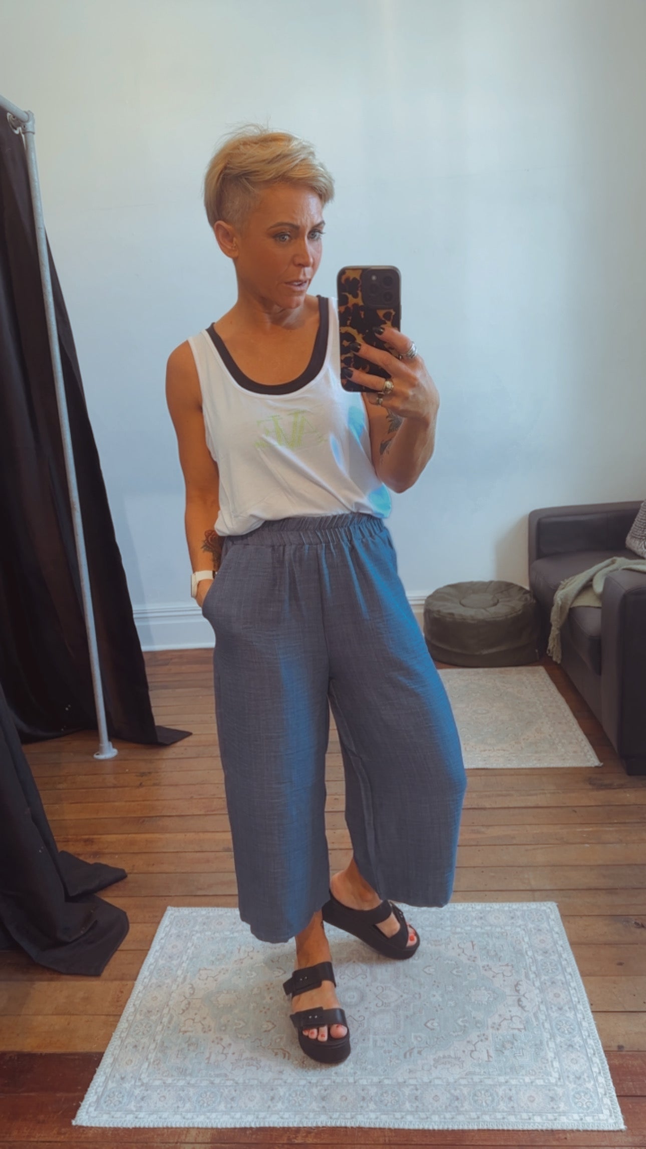 Denim colour lightweight culottes