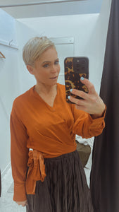 So Instyle Silky Wrap Shirt Rust