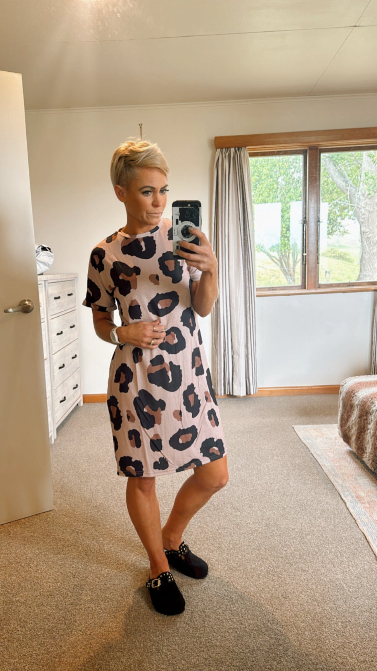 Leopard print T-shirt dress