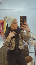 Leopard print knit Pom Pom beanie