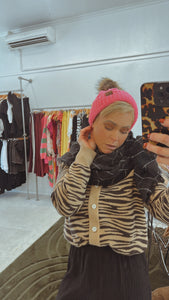Hot pink knit Pom Pom beanie