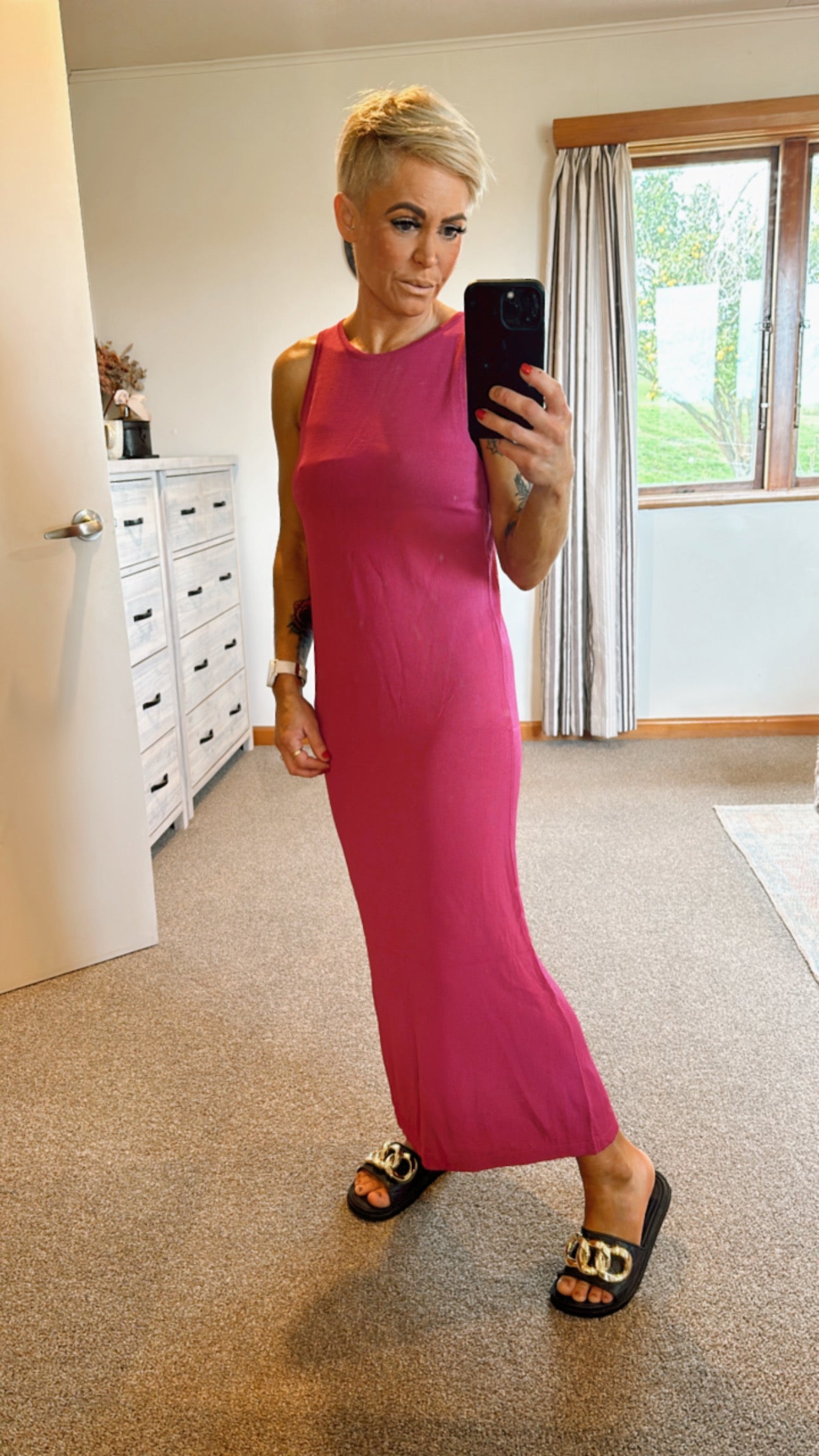 Knit fuschia maxi dress