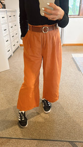 Rust wide leg linen trouser