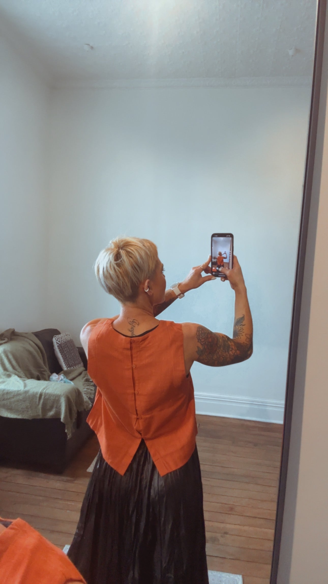 So Instyle Linen Viscose wide seam button back singlet