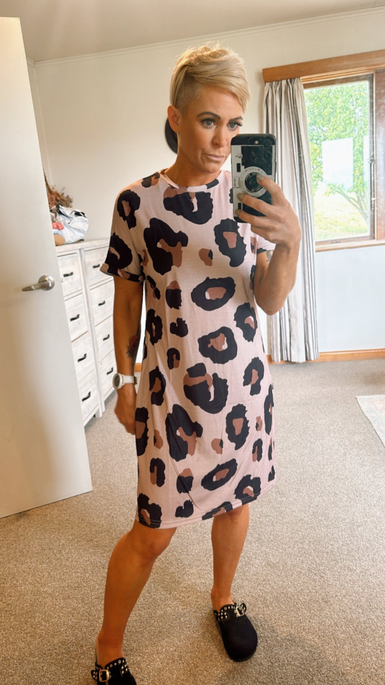 Leopard print T-shirt dress