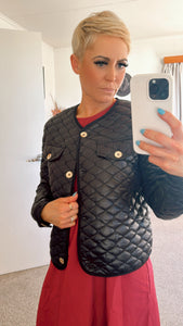 Quilted gold button detail jacket