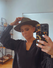 Khaki fedora hat