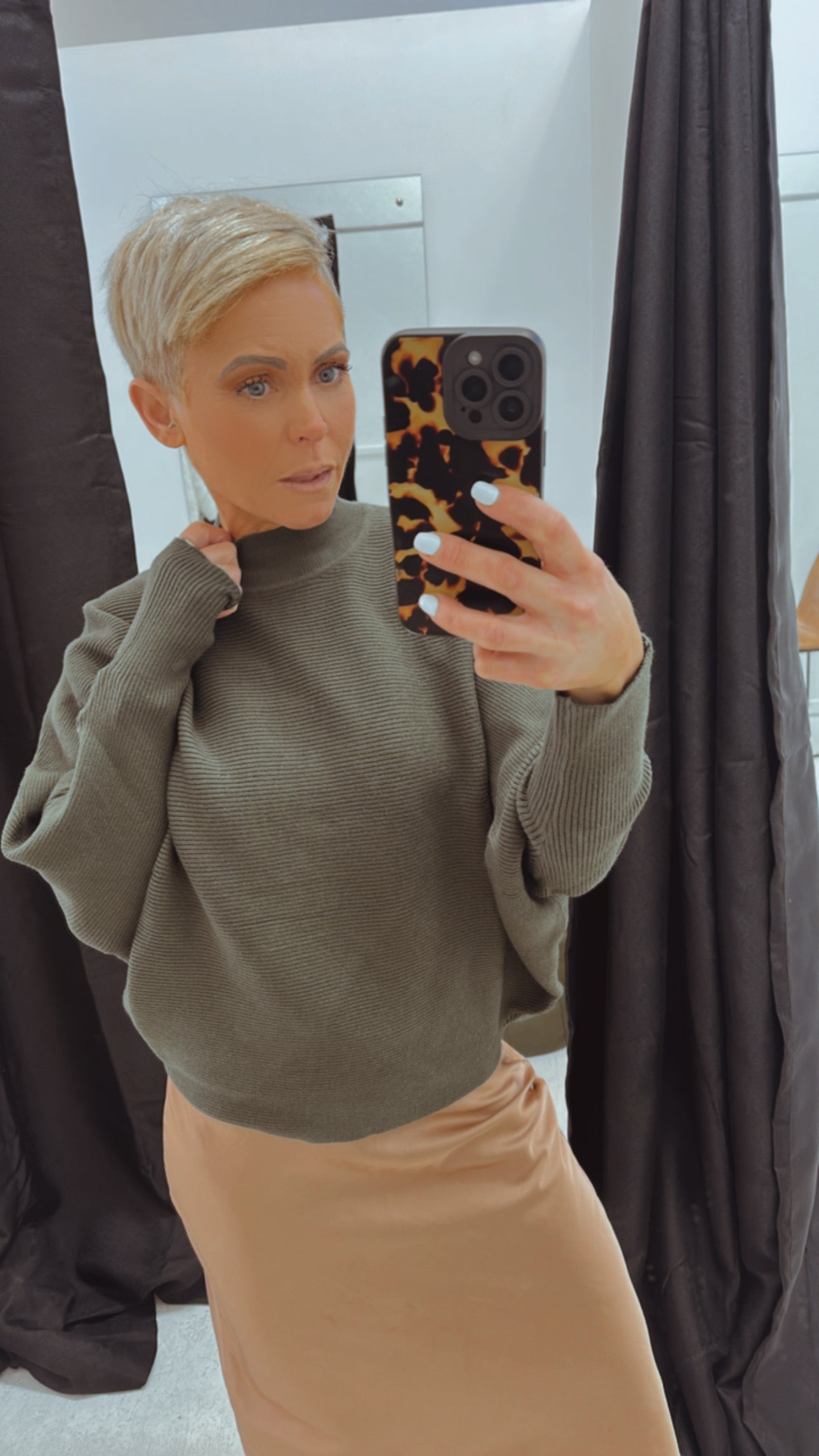 Sunny Girl batwing forest green knit jumper